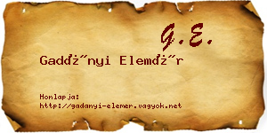 Gadányi Elemér névjegykártya
